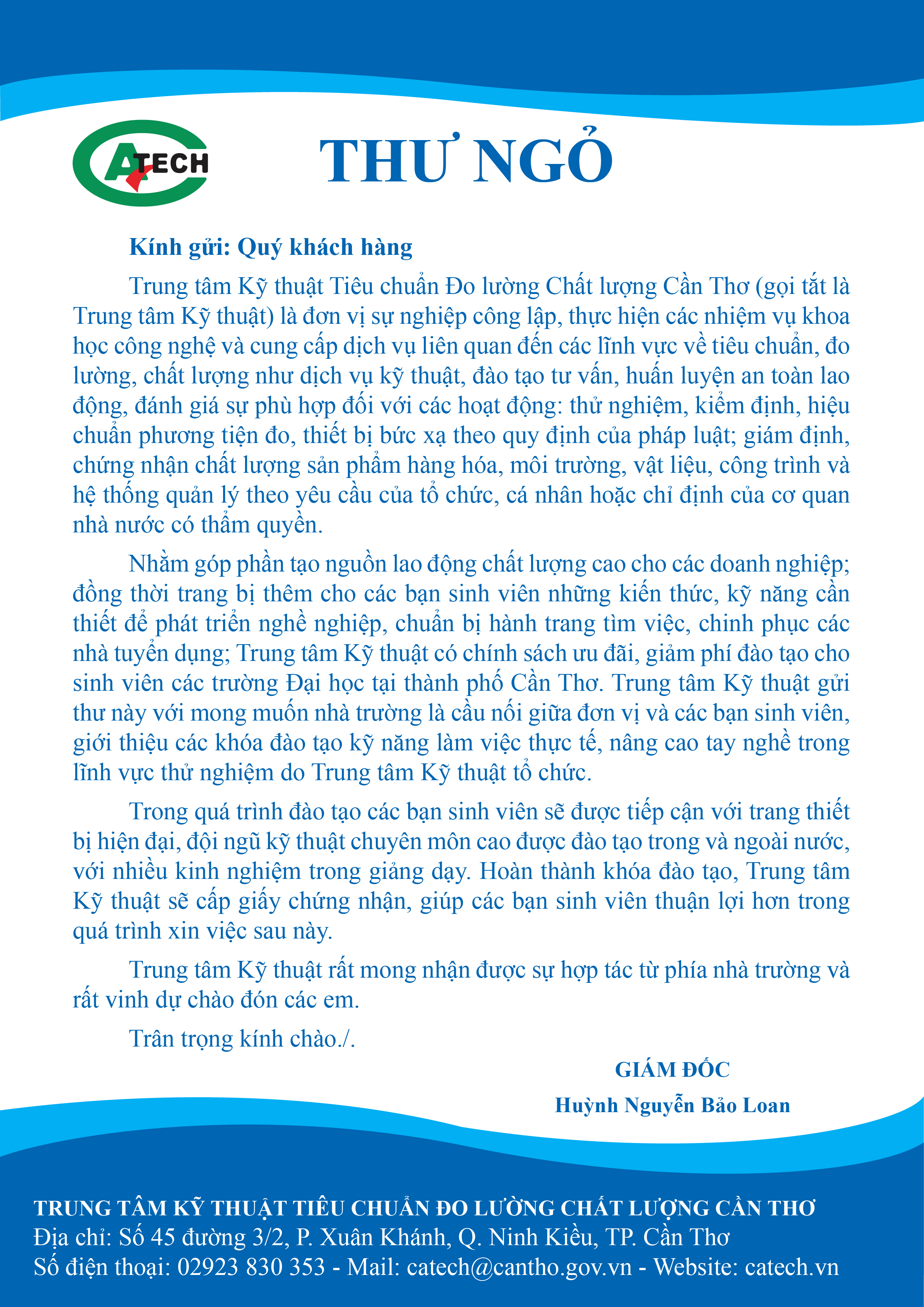 Thư ngỏ đào tạo sinh viên